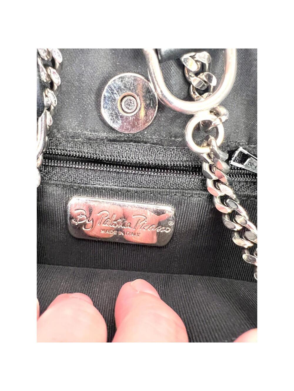 Vintage Paloma Picasso Shoulder Bag,'X' logo, black nylon/Leather, chain strap - Picture 6 of 9